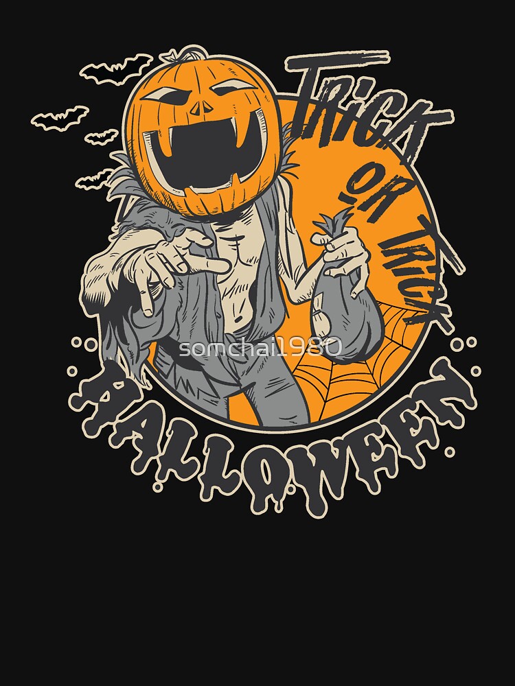 Halloween Trick or Trick Shirt, Cute Halloween Shirt, Women Halloween Shirt , Men Not So Scary Halloween, Trick or Trick T-Shirt Slim Fit T-Shirt by somchai1980