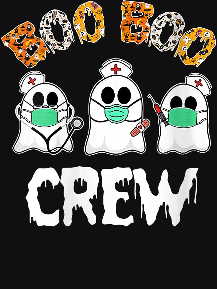 Womens Boo Boo Crew Nurse Funny Halloween Fun Gift V-Neck by DianaStudio