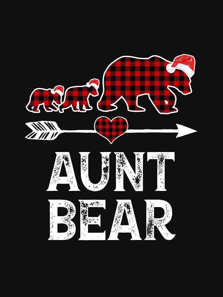 Aunt Bear Christmas Pajama Red Plaid Buffalo Family Gift Long Sleeve T-Shirt by hinettiker