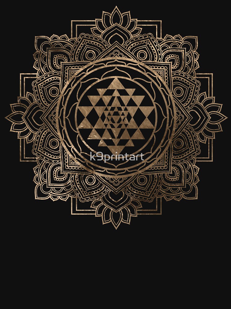 Sri Yantra  / Sri Chakra in golden lotus by k9printart