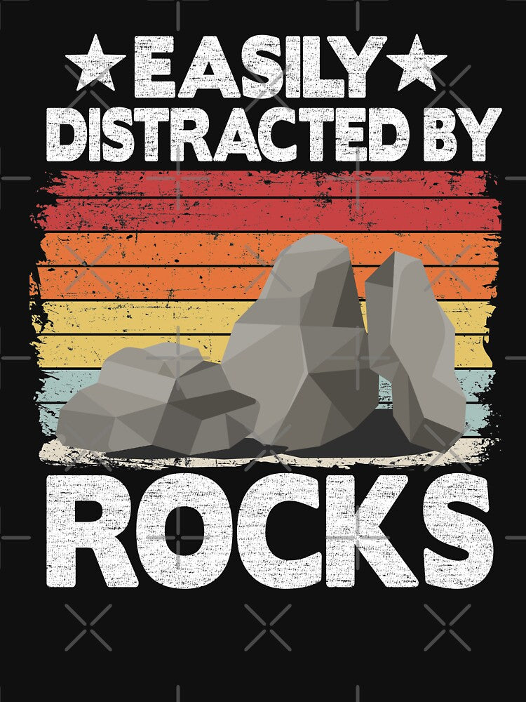 Easily Distracted By Rocks Collector Mineral Retro Geologist by Stronzi