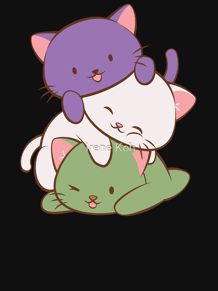 Genderqueer Pride Flag Kawaii Cats by Irene Koh