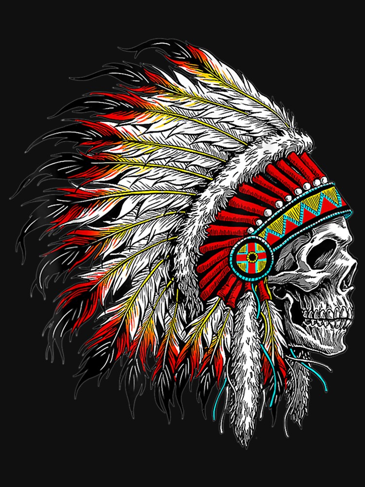 Native American Indian Chief Skull Motorcycle Headdress by MarkhamJudy