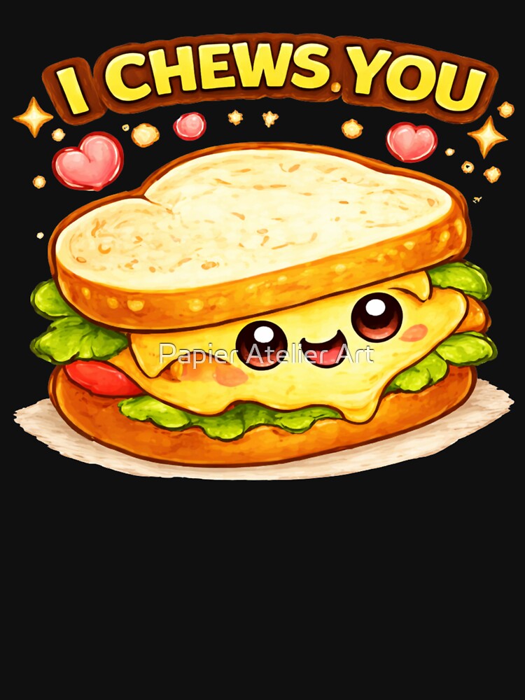 I Chews You Cute Sandwich Pun by Papier Atelier Art