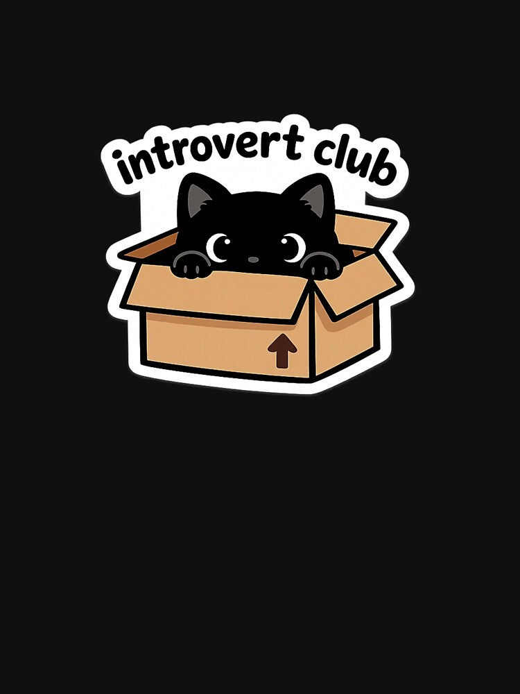 Introvert Club Cat In Box Cute Sticker by MyCreatureArt