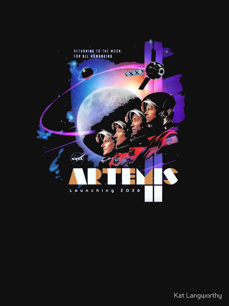 NASA Artemis II Retro Poster Front Shirt Design T-Shirt_86007952 by Kat Langworthy