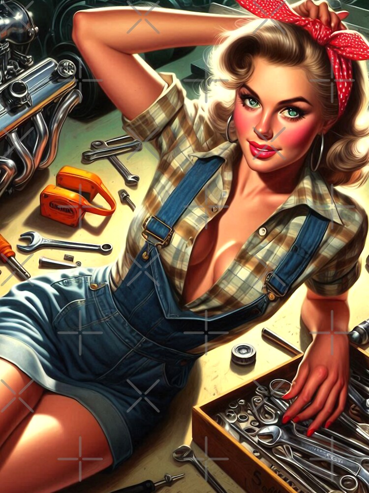 Retro Mechanic Girl by PulpVintage