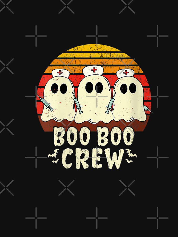 Womens Vintage Boo Boo Crew Nurse Halloween For Nurses RN Ghost V-Neck T-Shirt by BriefWagner
