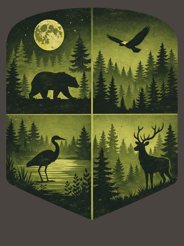 vintage forest lake art by stikrusak