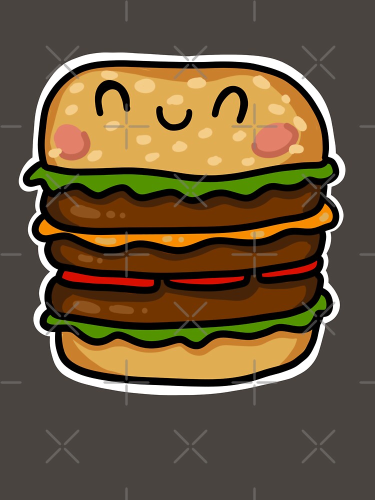 Triple cheese burger cute kawaii fast food - stickers and clothing by sianelliot