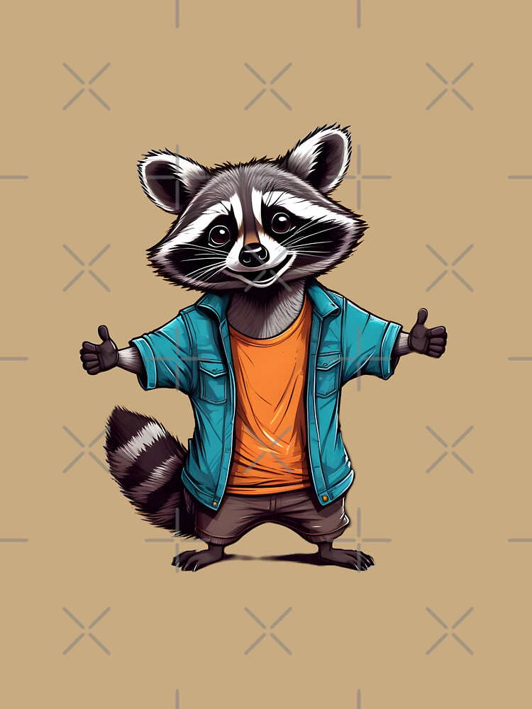 A cute raccoon with open arms and a big smile by NiRia Spot