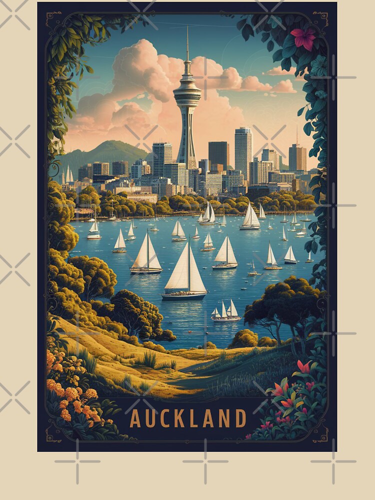 Auckland Vintage Travel Poster by TravelerRat