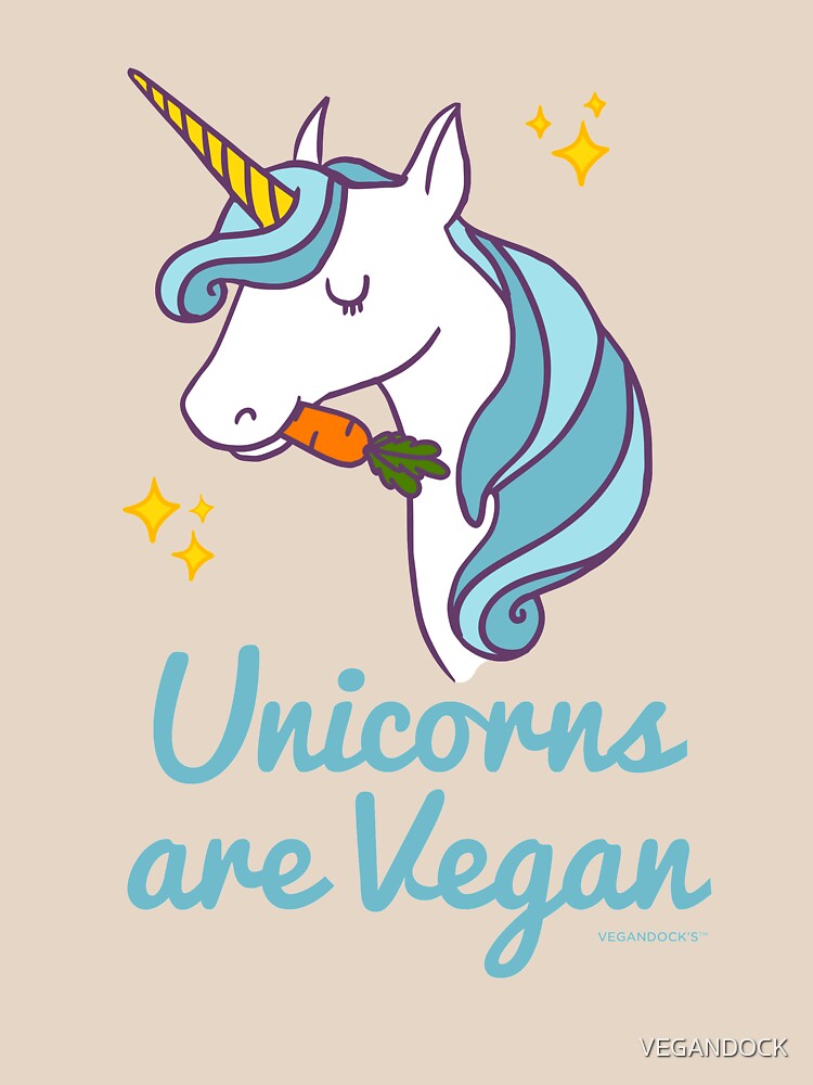 Unicorn TShirt - Unicorns are Vegan (Blue) Slim Fit by VEGANDOCK