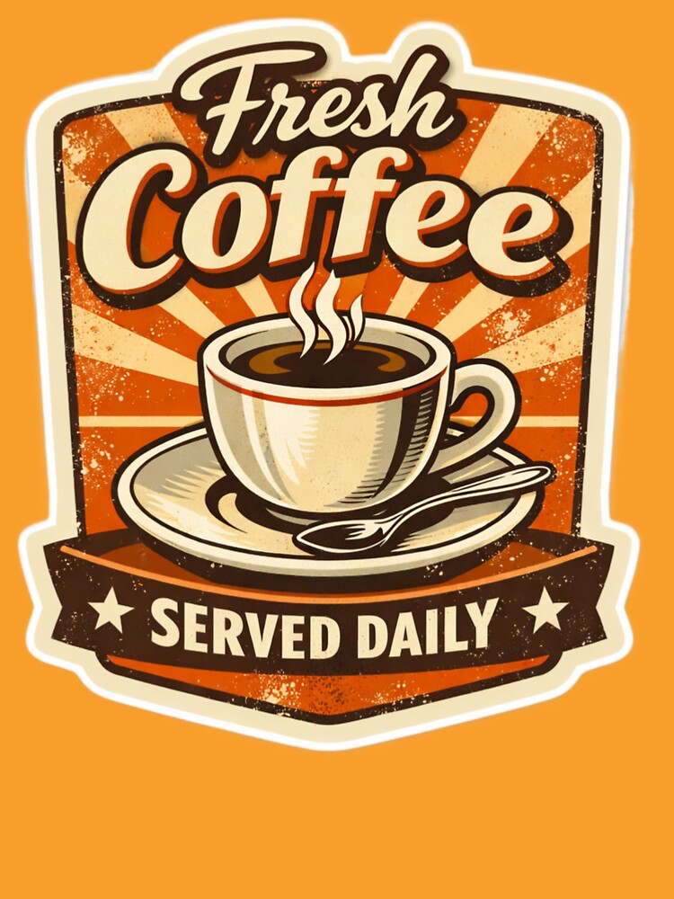 Fresh Coffee Served Daily - Vintage Coffee Morning Mug Design by FluffiPopo