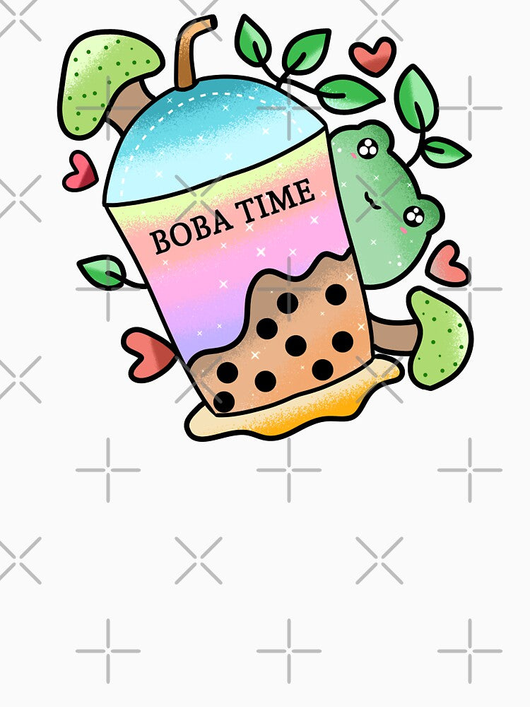 Kawaii Cute frog drinking boba tea by Quacktails