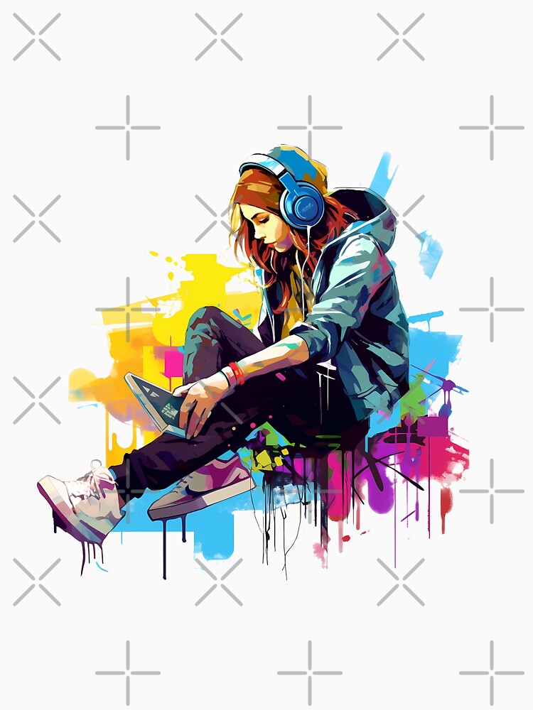 Modern Fashion Girl in Vibrant Graffiti Art by NegarinFashions