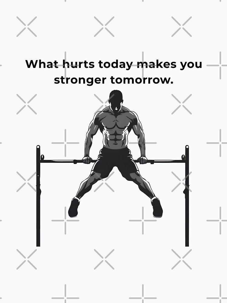 Bodyweight Training Motivation Shirt Stronger Every Single Day | Yellow Dips Gym Motivation Shirt | Calisthenics Warrior premium HD Sticker Design by MillionaireGenZ ⭐⭐⭐⭐⭐ (5.0)