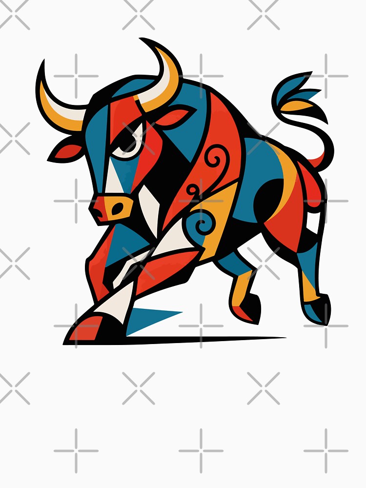 Cubist Charging Bull – Modern Geometric Bull Art by Lifer Art and Design