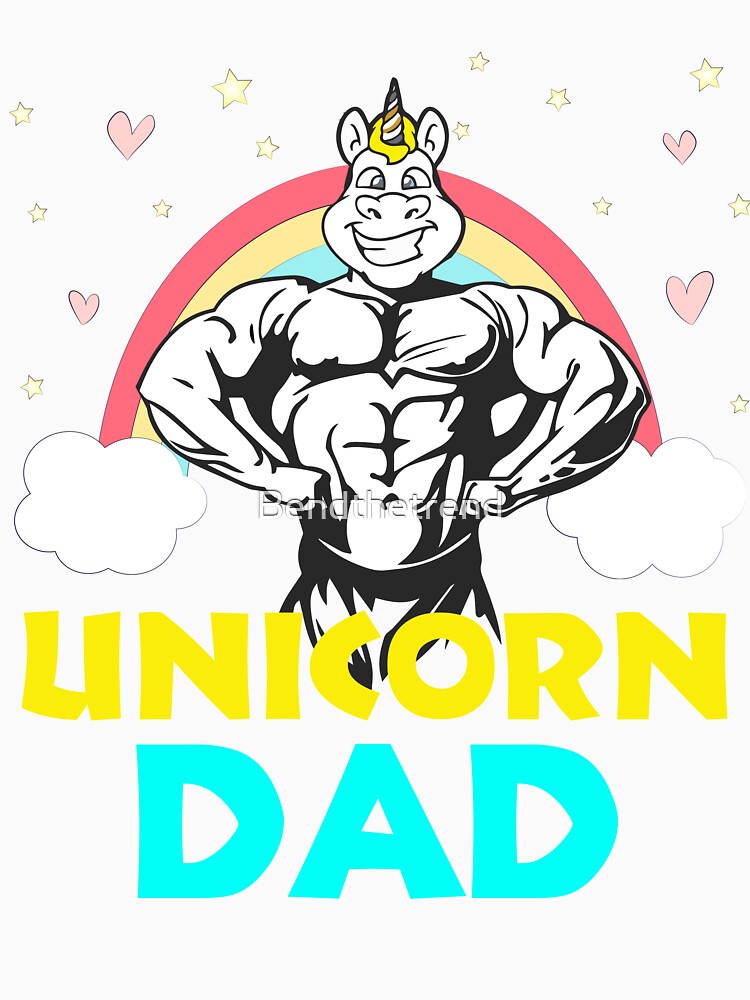 Unicorn Theme Colorful Dad Party Funny Novelty Gift Shirt by Bendthetrend