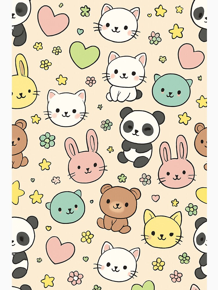 Cute Kawaii Animals Pattern – Pastel Cartoon Design by ethnicdigital
