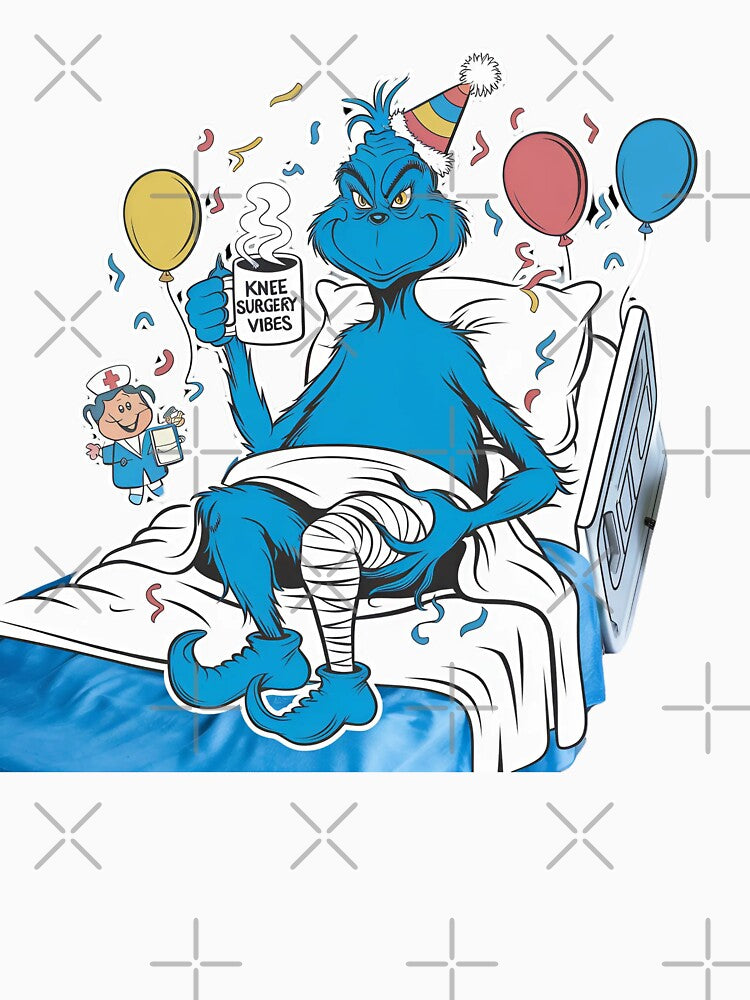 Blue Grinch Knee Surgery Meme Humor Sticker by Elijah Beckham