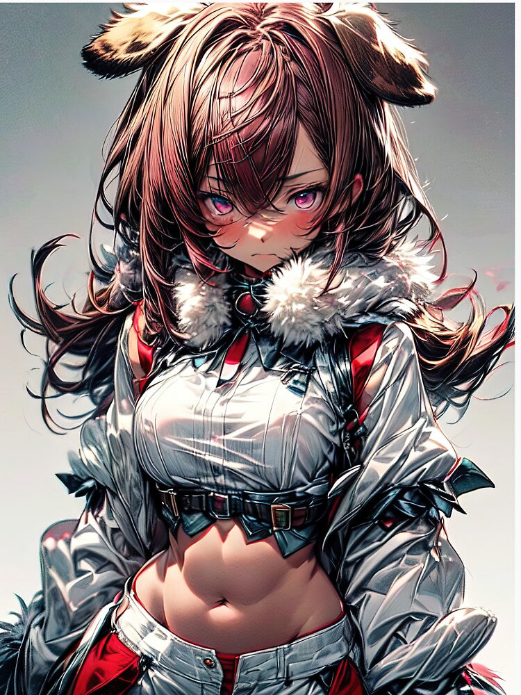 Anime snow girl fighter with bear ears portrait art by TheArtistOf2022