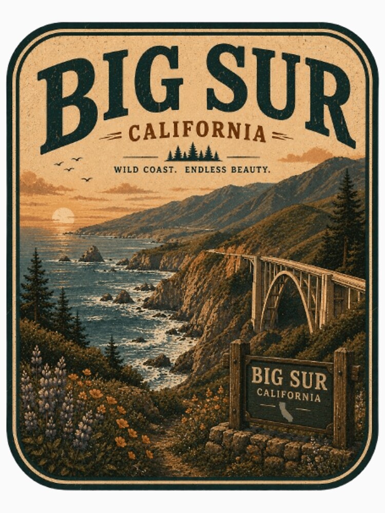 Big Sur California - Shirt, Sweatshirt, Long-Sleeve, Sticker by projectbadass