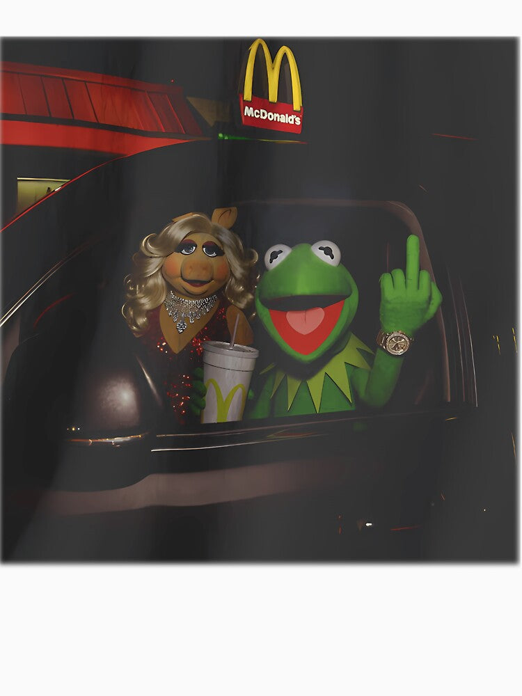 Kermit Frog Miss Piggy Fast Food Car Retro Rebel Attitude Funny Dark Humor Puppet Meme Casual by LindaCharlene8