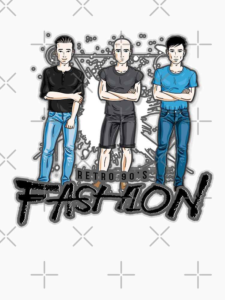 Retro 90's Fashion Blue Jean and Black Jean Three Quarter Pants by darknessjeff86
