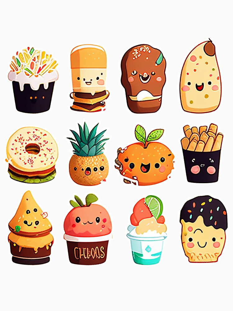 #5 Cute happy food dessert sticker pack by KawaiiFoodArt