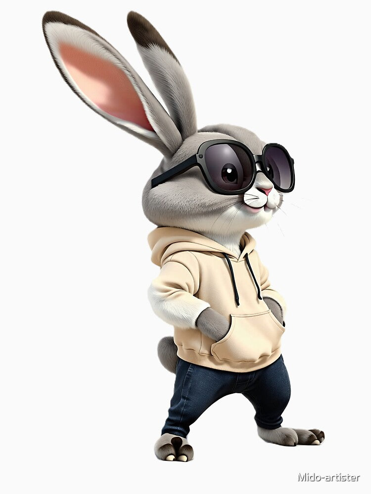 Cool Rabbit in Sunglasses and Hoodie by Mido-artister