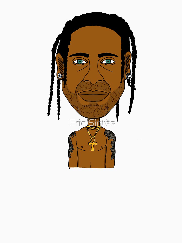 Cool Cartoon Black Guy with Dreads, Green Eyes and Gold Ankh Chain. by Eric Sintès