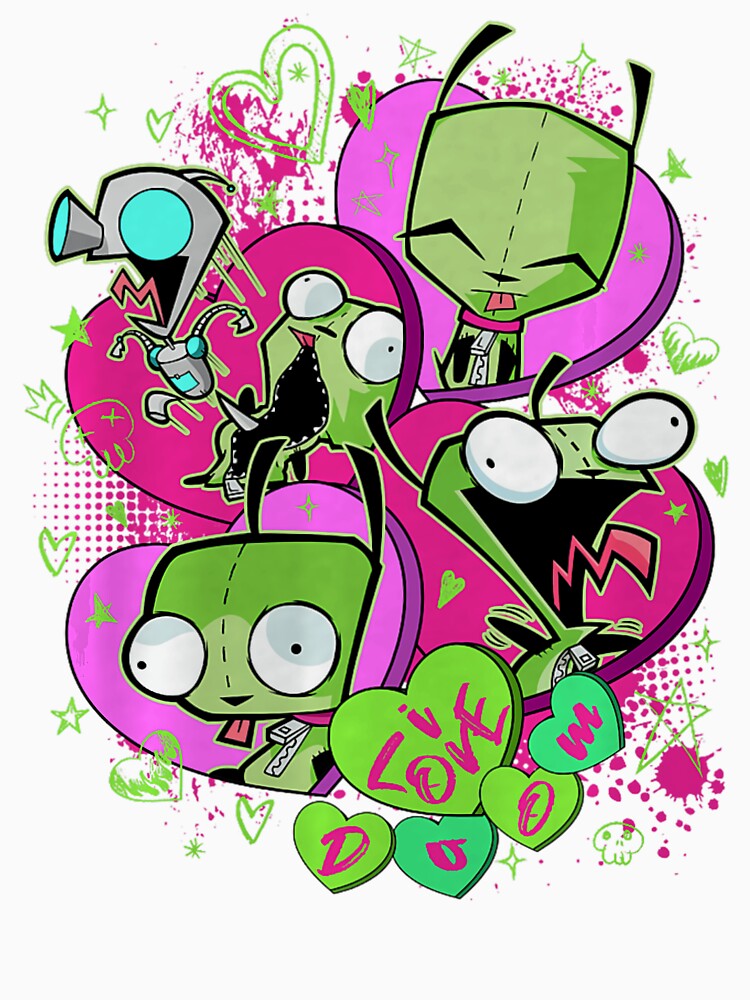 Invader Zim GIR Valentine Love Doom Cartoon Graphic Design by layprotuninec
