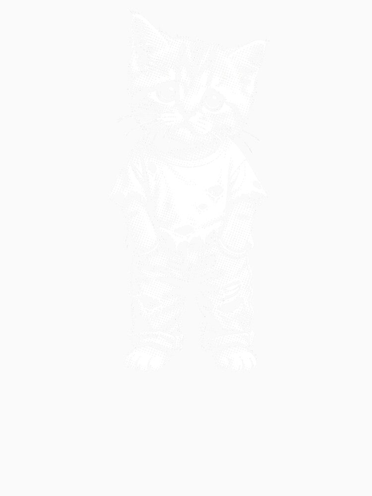 Cute Grunge Kitten in Oversized T-Shirt – Black & White Halftone Cat Aesthetic by PosiMCreations