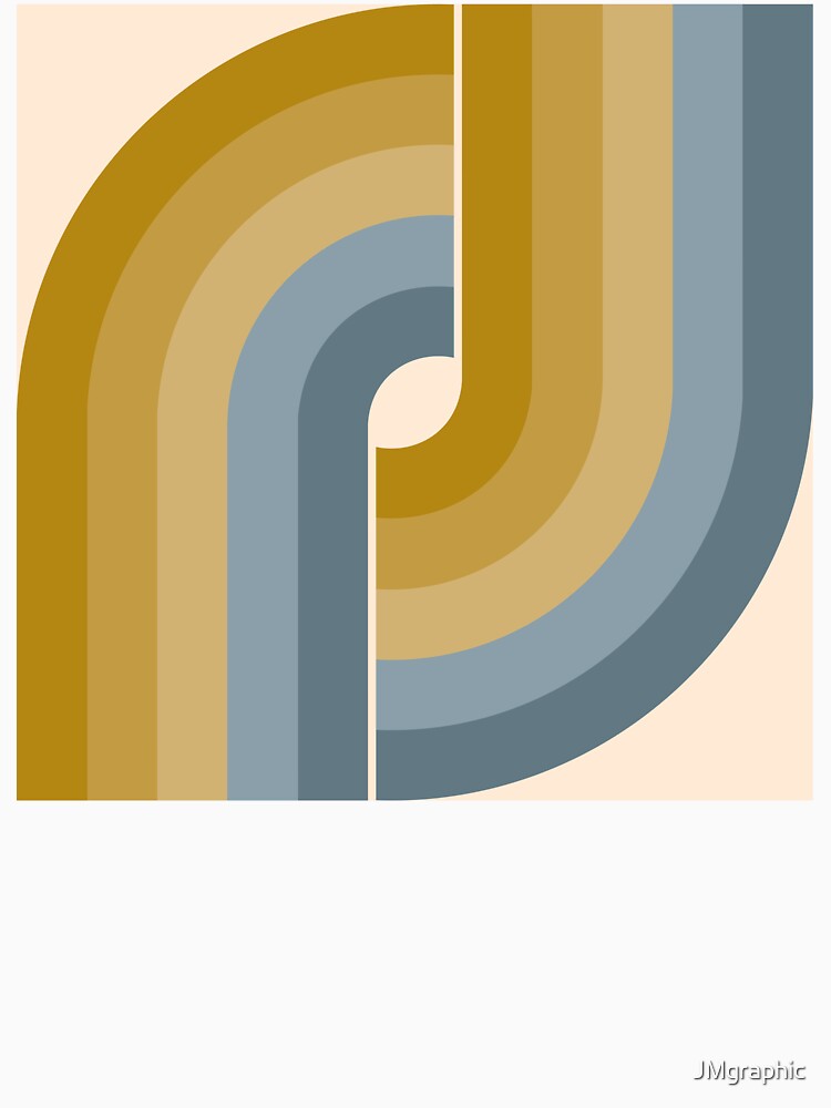 Geometric Retro Vintage Style - Mustard Gold and Dusty Blue by JMgraphic