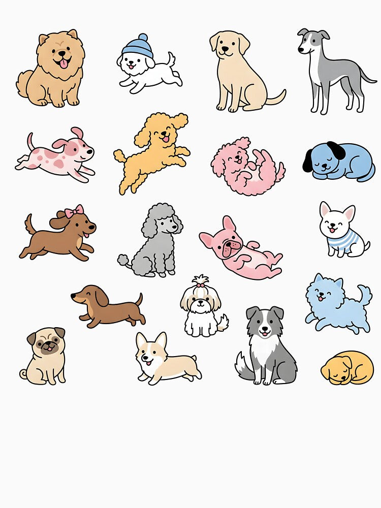 Cute Dog Cartoon Set Kawaii Puppy Illustration Collection for Dog Lovers by VineVibe16Studio