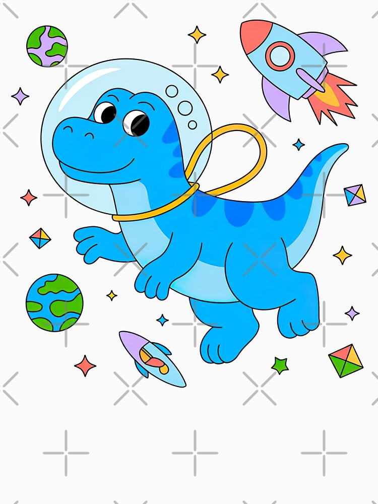 Blue Cartoon Dinosaur, Cartoon Dinosaur by graphic-genie