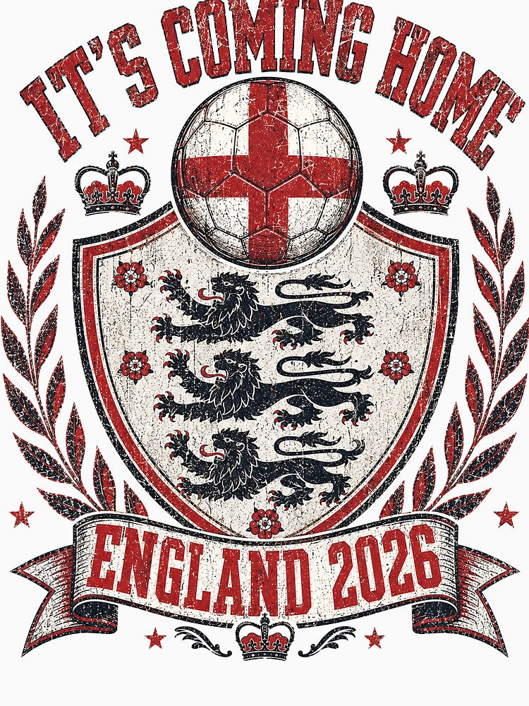 It's Coming Home England 2026 World Cup Soccer T-Shirt by KickoffStudio
