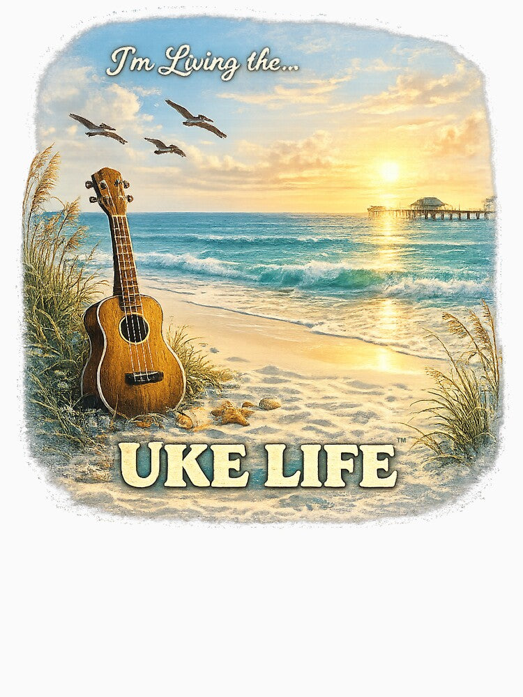 Uke Life Vintage Retro Shirt – Distressed Music Lover Tee - Florida Coast by Ukulele Gent