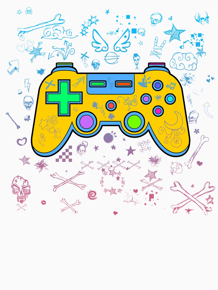 colorful gamepad and sketches doodles drawings graphic artwork by hayrpictures