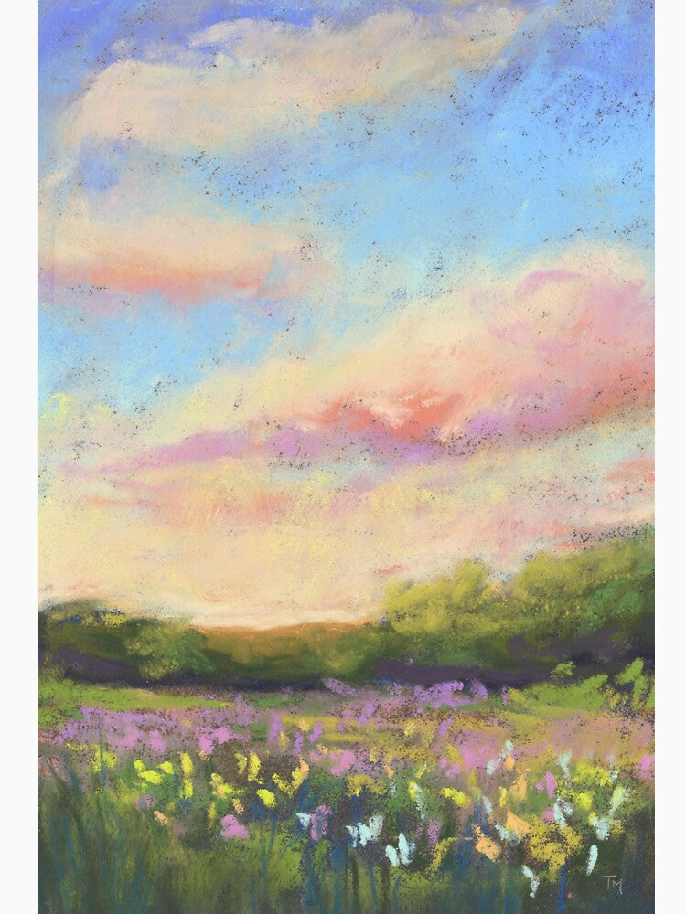 Flower Field Cotton Sky Soft Pastel by TiffanyMackay