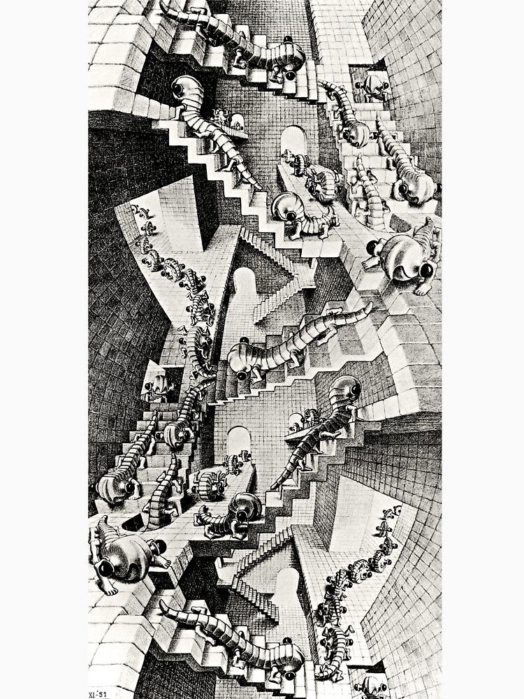 M.C. Escher House of Stairs, Surreal Optical Illusion by Artistic Gift Print