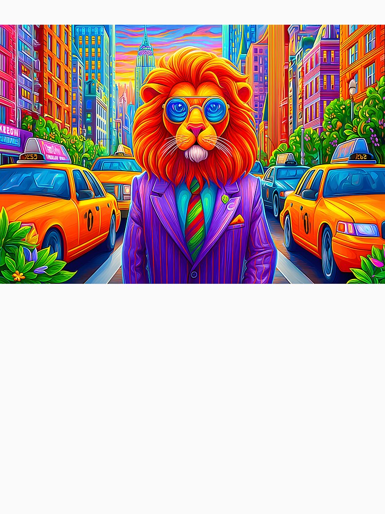 Stylish Lion in a Vibrant Cityscape Setting by Artessie