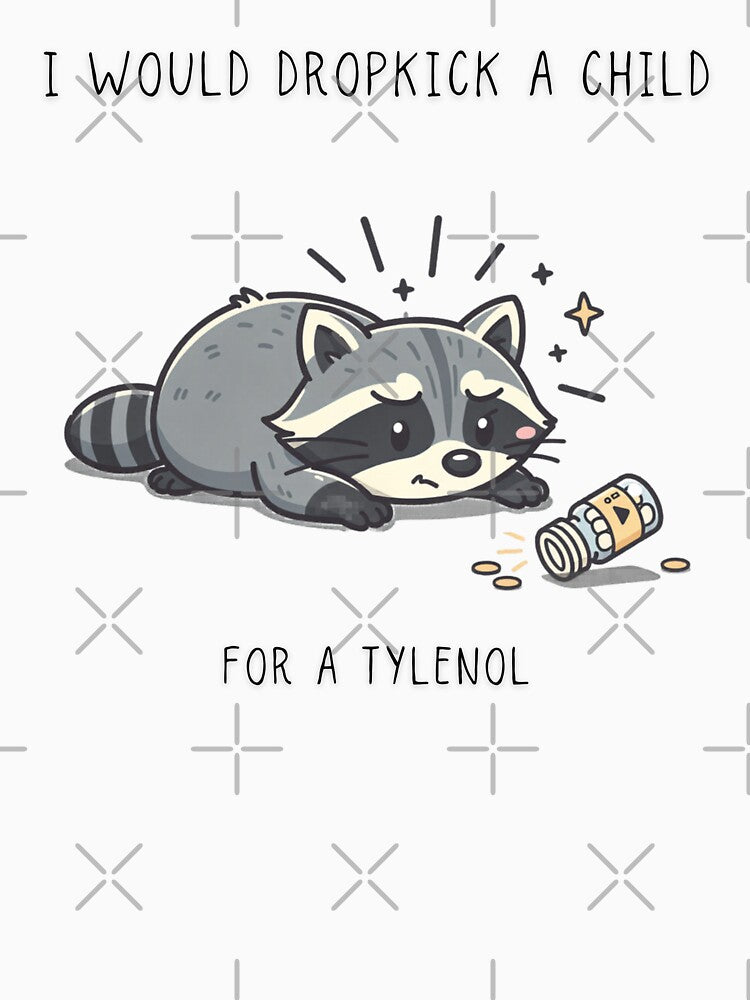 I Would Dropkick A Child For A Tylenol Funny Raccoon T-Shirt by Panom Suavichien