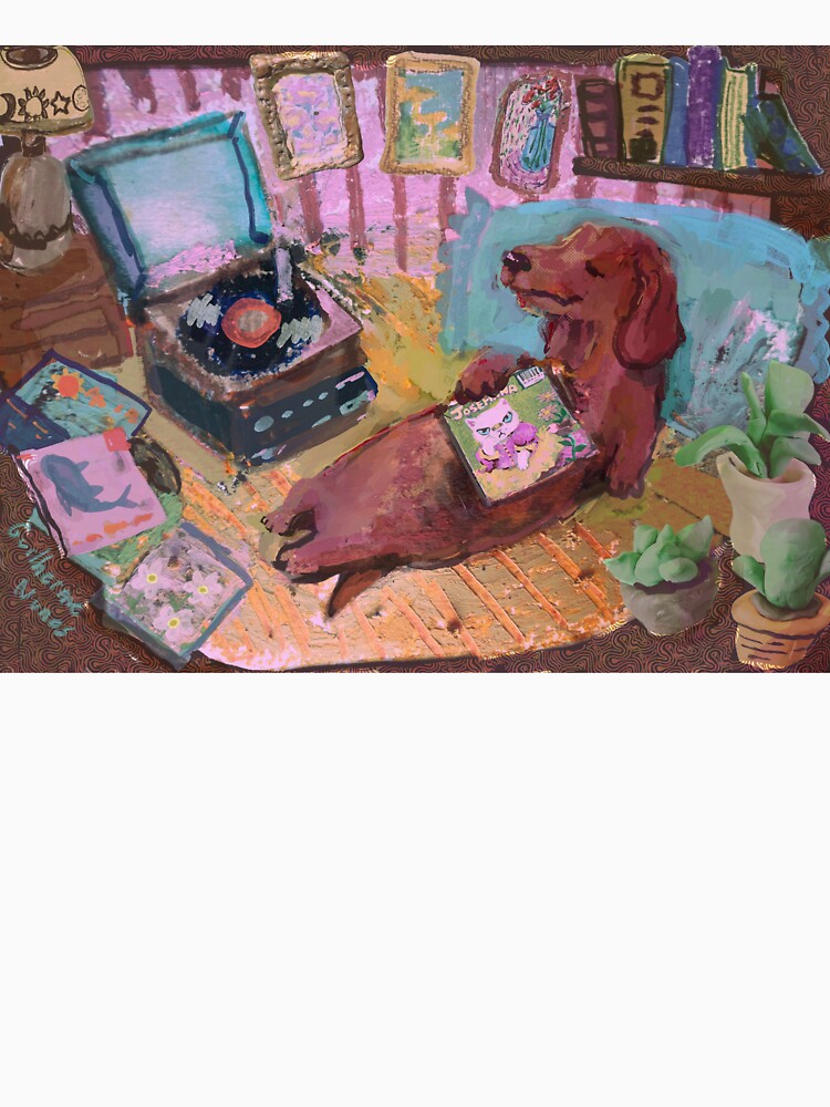 dachshund listening to good music by guilhernunes