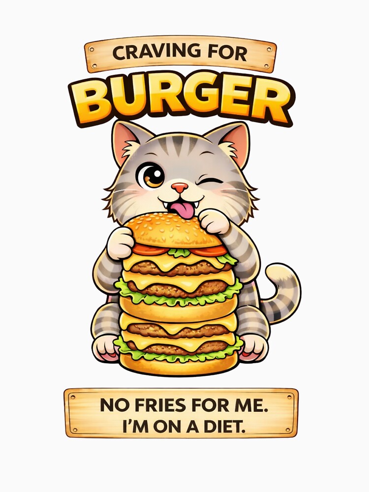 Funny Cat Burger Diet Meme Cute Food Lover Humor by Mindworx21