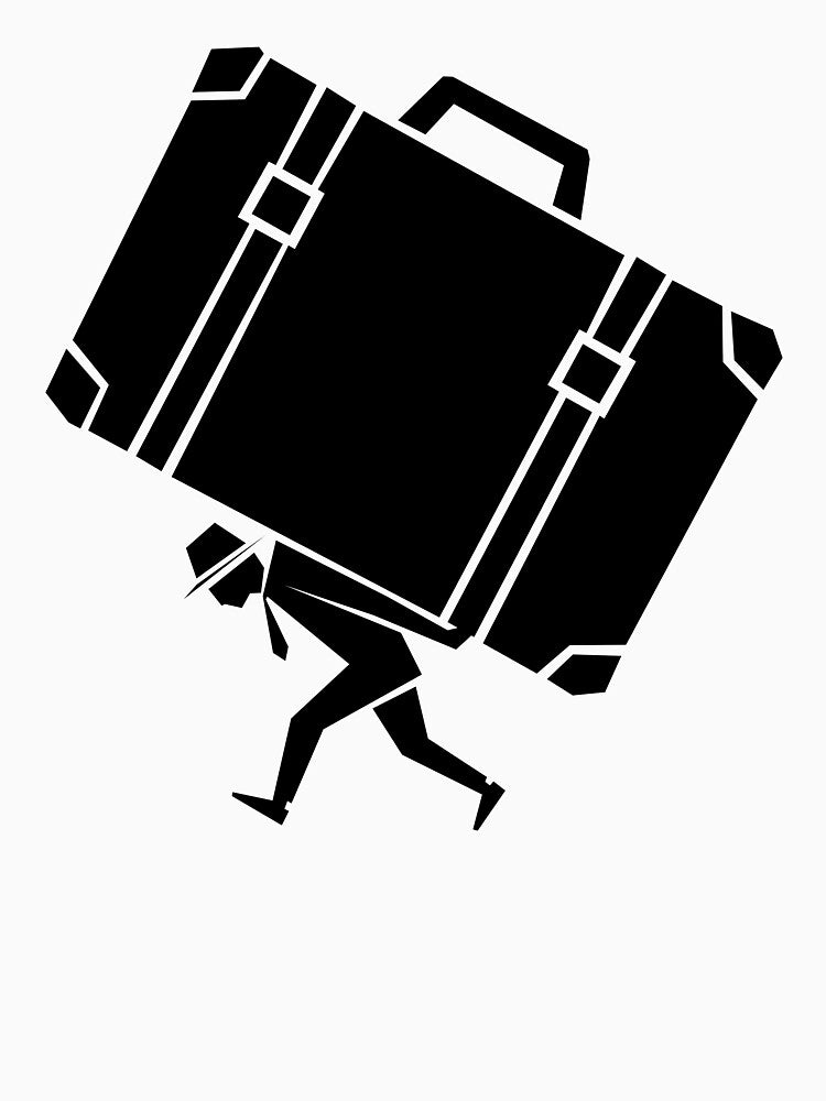 Geometric Person Carrying Oversized Suitcase by quibrak