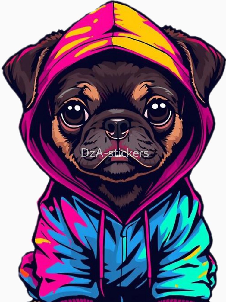 Kawaii Puppy Hoodie Sticker – Colorful Graffiti Street Art Style by DzA-stickers