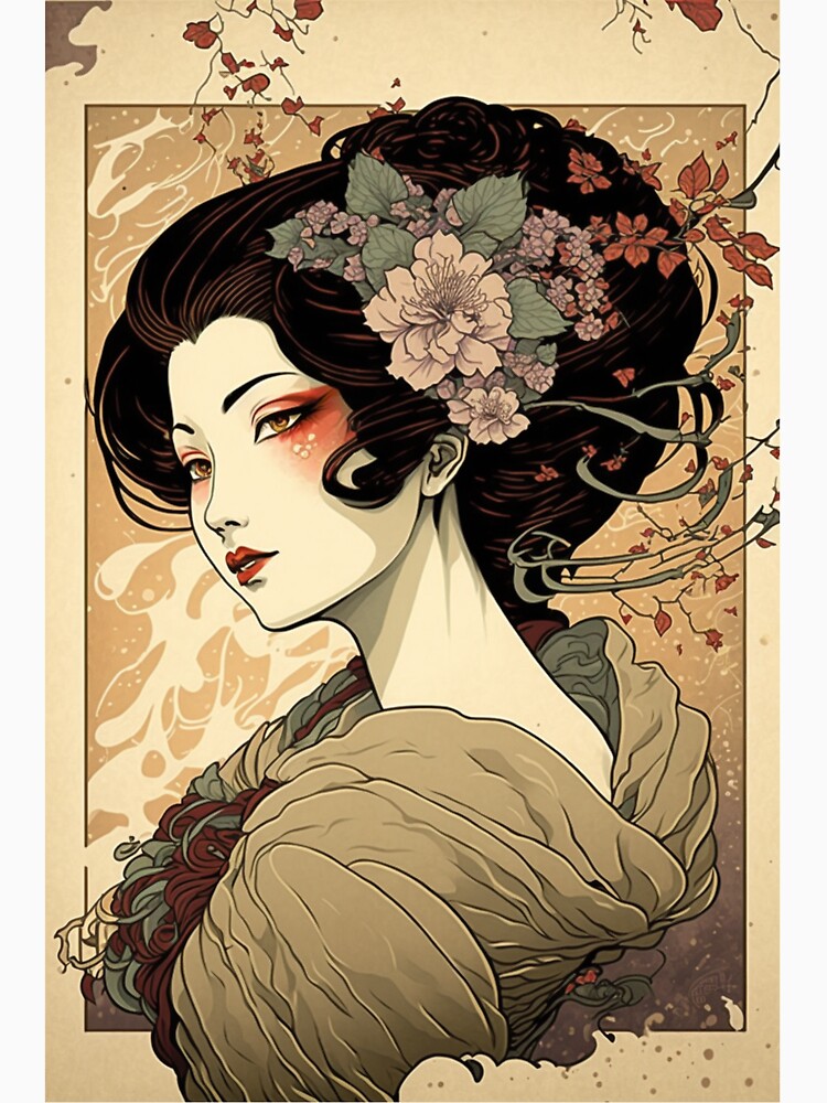 Japanese Woman in Spring - Art Nouveau Style by ArtNouveauChic