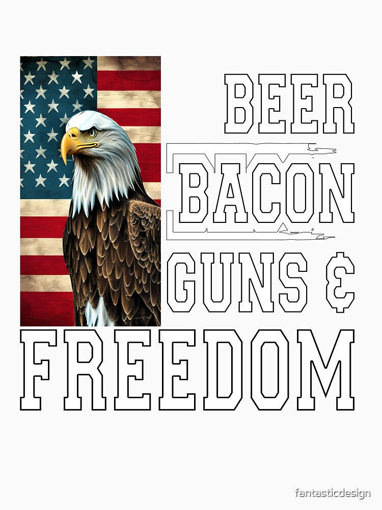 Beer Drinker Drinking Beer Bacon Guns & Freedom by fantasticdesign